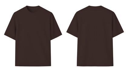 Dark Brown Sleeve T-Shirt Mockup Front Side Back Views on Isolated Background