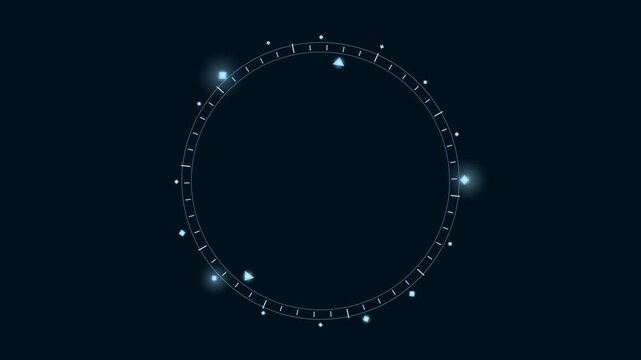 HUD Circle User interface. Moving banner with searching scope and scanning element theme. Digital UI and Sci fi design. Realistic graphic animated footage