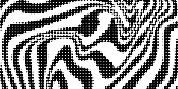 Background with irregular, chaotic dots, points, circle. Abstract monochrome pattern. Black and white color.