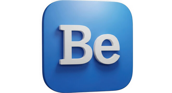 3d behance logo icon with rounded corners isolated on transparent background