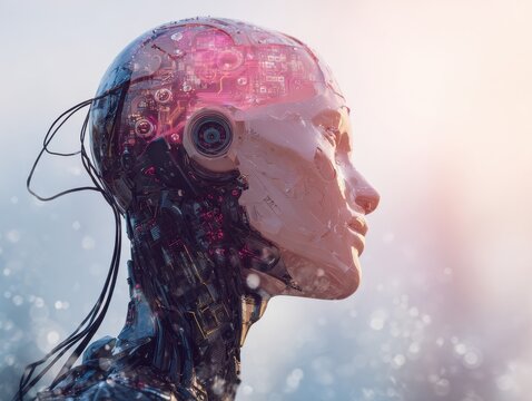 artificial intelligence concept art with technology background