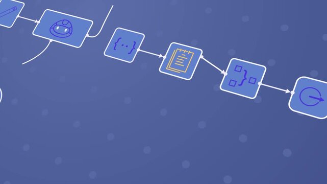 AI agent or assistant. Moving banner with artificial intelligence or neural network performing digital tasks for workflow automation. Graphic animated footage