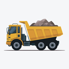 Naklejka premium Yellow Dump Truck with Gravel
