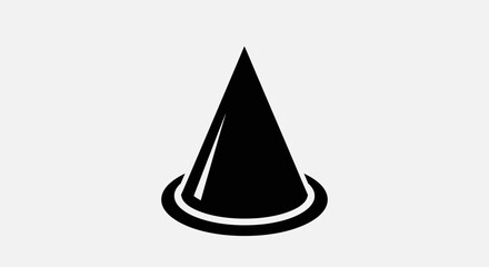 Fototapeta premium Black cone shape with a circular base on a white background.