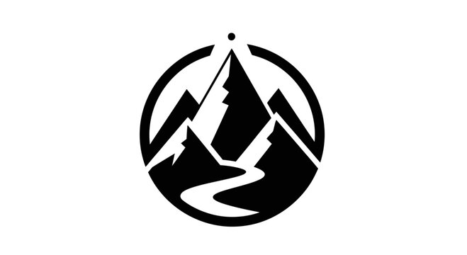 Black mountain logo with river.