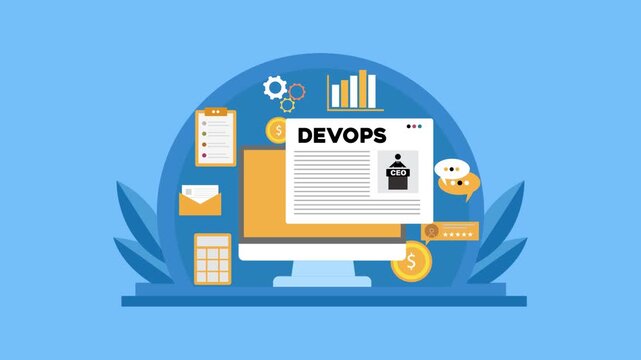DevOps workflow concept with software development, automation and continuous integration system.