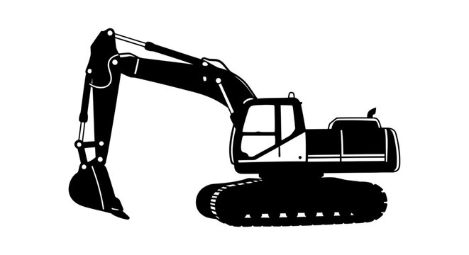 excavator heavy equipment construction machine silhouette vector illustration ideal for industrial design and engineering projects