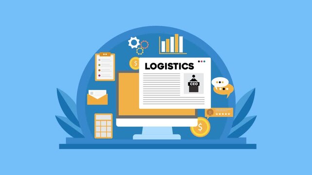 Logistics management concept with transportation, delivery system and supply chain operations dashboard.