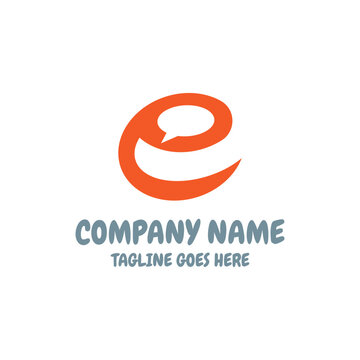 Modern Letter E Chat Bubble Logo Vector Illustration