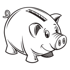 Fototapeta premium Piggy bank, cartoon pig, money savings, finance icon, vector illustration