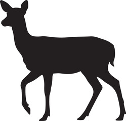 Fototapeta premium Black Silhouette of a Female Deer Doe Isolated on White Background (2)