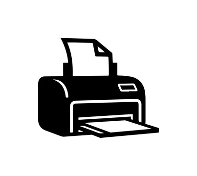 Minimalist Black and White Printer Icon Vector