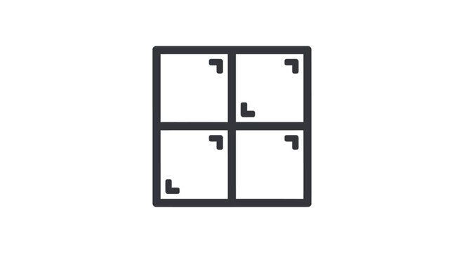 grid icon representing a four-square layout ideal for user interface design multi-window display and resizing functionality.