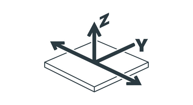 3d coordinate system icon a cartesian system illustrating x y z axes for spatial orientation and geometric modeling.