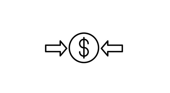 Dollar Coin With Arrows Pointing Inward, Financial Pressure Concept