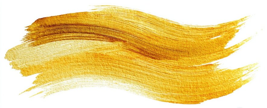 Golden yellow brush strokes on a white background.