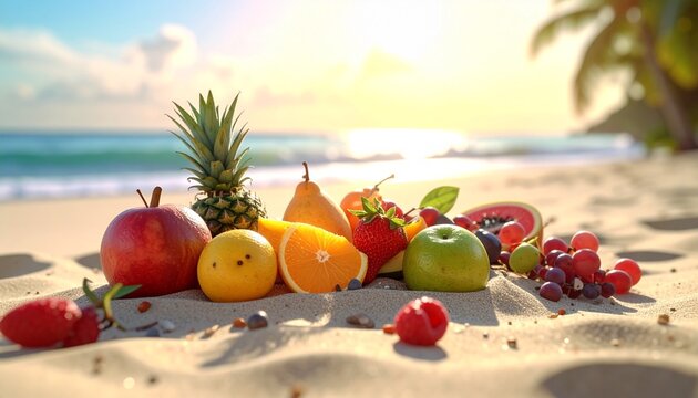 buah buahan di atas pasir