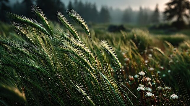 Dreamy Summer Grass Texture For Relaxing Background illustrator