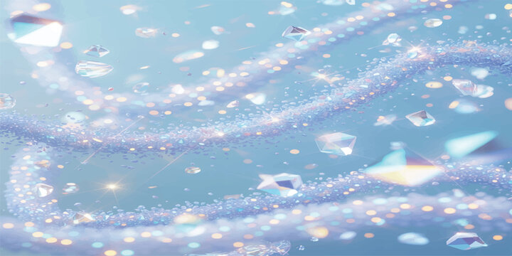 Abstract blue sky background with soft clouds and snowflakes creating a bright and beautiful Christmas atmosphere