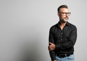 Fototapeta premium Stylish man with glasses posing