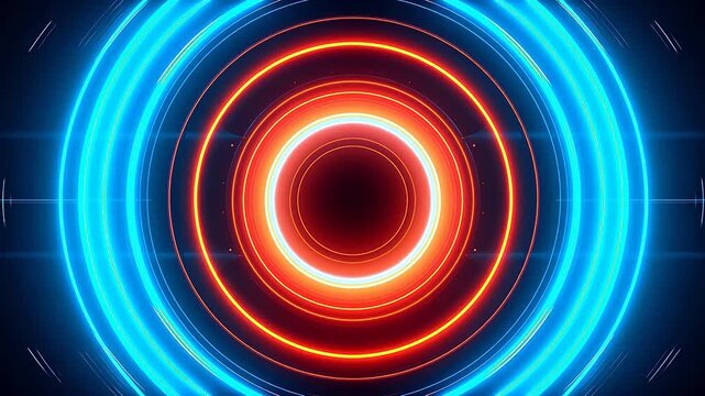 Digital circular neon light abstract background