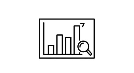 Fototapeta premium Business Growth Chart with Magnifying Glass Icon, Data Analysis and Financial Success Concept