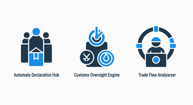 Automated decision hub, capture transcripts, and task flow analyzer business icons