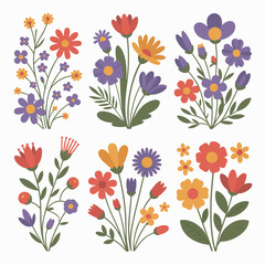 Fototapeta premium Colorful Floral Bouquets Vector Illustration Graphic Design