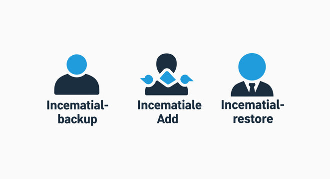 User profile management icons for incremental backup addition and data restoration systems