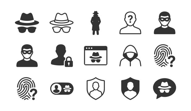 Incognito mode icons show masked figures and web protection symbols detailing internet security and private browsing options