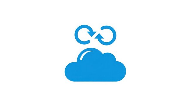 cloud storage sync icon, blue cloud with circular arrows
