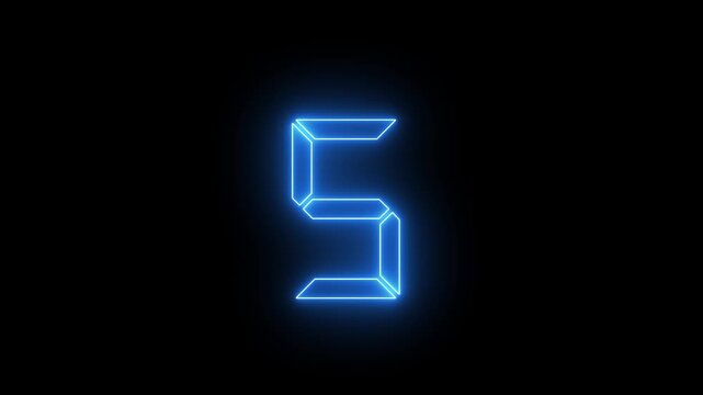 5 second countdown timer animation. neon coolar ful Countdown Timer. 0 to 5 seconds on a black background video.