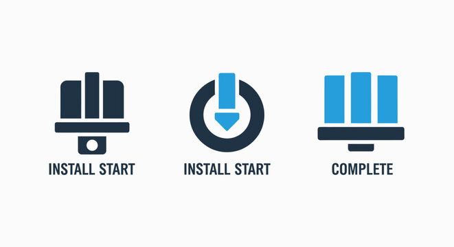 Icons for install start and complete status