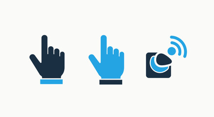 Fototapeta premium Digital interface icons with pointing hands and a wireless network signal