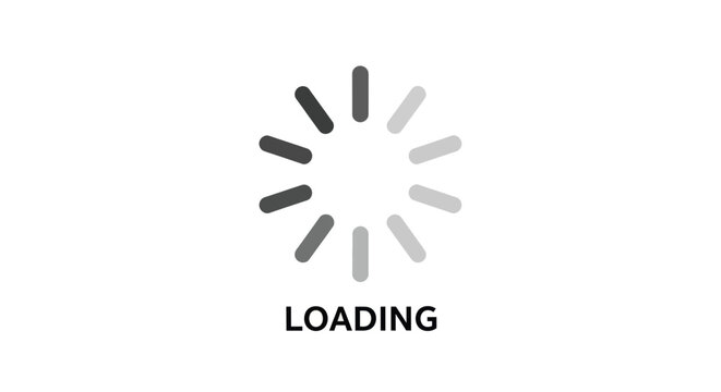 A common circular loading spinner with radiating segments indicates an ongoing process, accompanied by the clear text "LOADING" below it.
