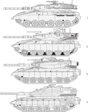 israeli_main_battle_tank_evolution_side_view_set.eps