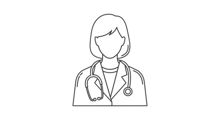 Fototapeta premium female doctor icon with stethoscope a minimalist line art illustration representing medical professionals and healthcare services.
