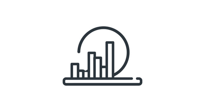 bar graph icon illustrating data analysis and business growth progress with a cyclical update arrow for financial and performance analytics.