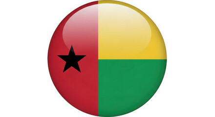 Naklejka premium Guinea-bissau flag button with glossy finish isolated on transparent background