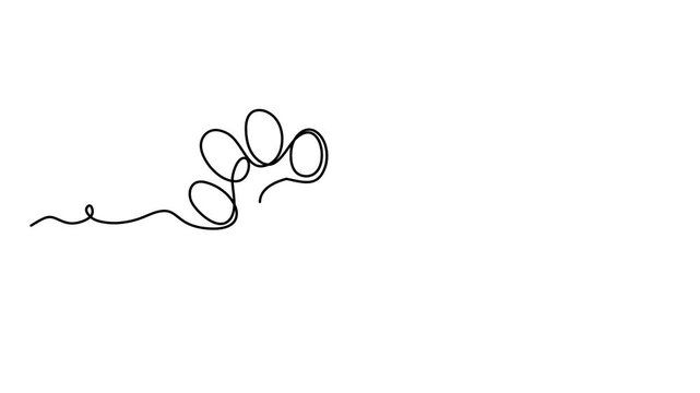 Animated self drawing of continuous line draw of dog or cat paw print with a bone. Concept of love for animals. Full length one line animation. 4K