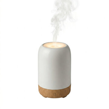 Ultrasonic aroma diffuser emitting steam in a minimalist design  