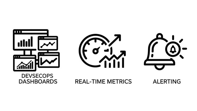 Dev sec ops dashboards real-time metrics and alerting system icons