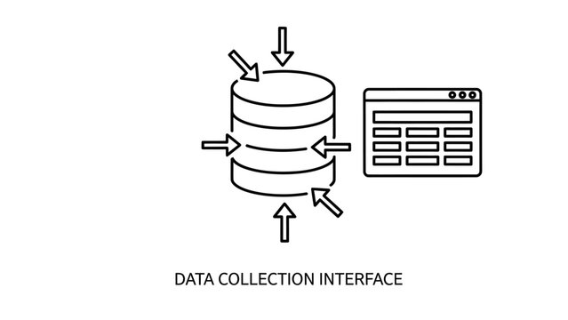 Database management and data collection interface icons