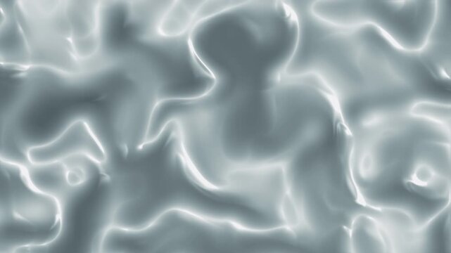 Liquid abstract silver patterns create an elegant flowing effect on a white and gray surface resembling water.