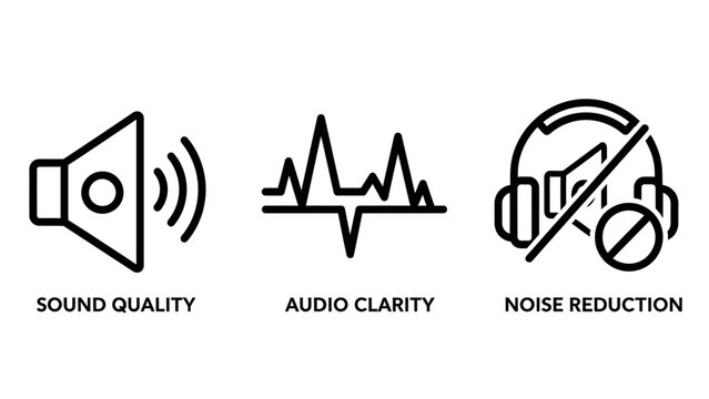 Sound quality, audio clarity, and noise reduction icons