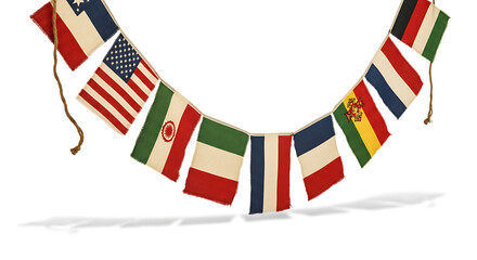 Obraz premium International flags bunting a colorful display of global unity and diversity