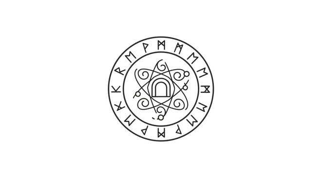 Intricate mystical symbol with runes and geometric patterns.
