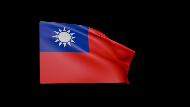 Taiwan Flag Waving on Black Background &ndash; Republic of China ROC Official Flag Animation
