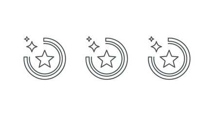 Fototapeta premium clean outline star icon with sparkles inside a circle arc symbolizing quality rating and best choice for ui ux design
