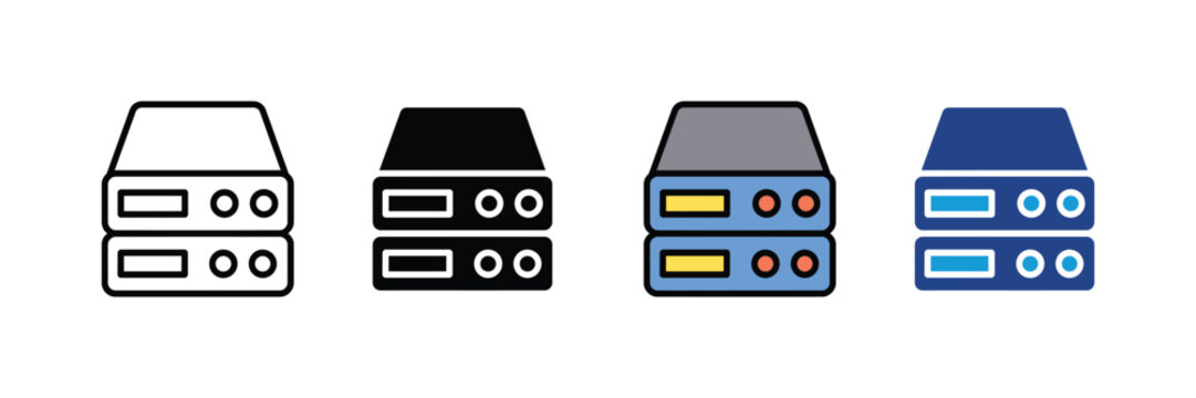 Network server data storage icon for database management and hardware system hosting. Vector Illustration.